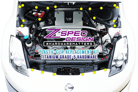 ZSPEC Plastic-Clips Replacement Kit for '03-09 Nissan 350z Z33, Grade-5 Titanium