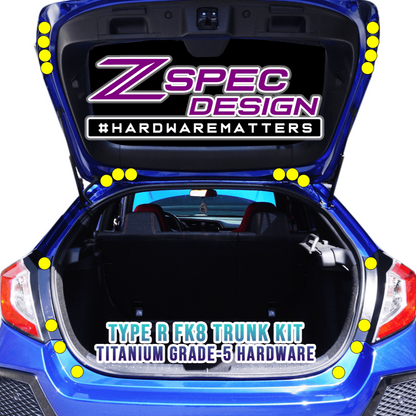 ZSPEC Dress Up Bolts® Trunk Fastener Kit for the Civic FK8 Type R, Titanium