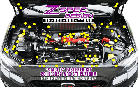 ZSPEC "Stage 2" Dress Up Bolts® Fastener Kit for '15-21 Subaru WRX & STI, Stainless & Billet