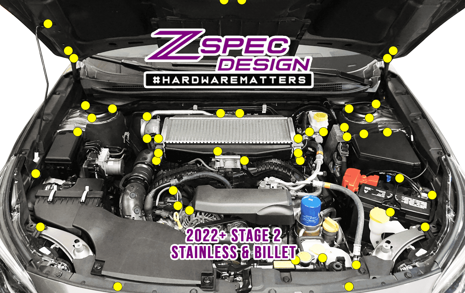 ZSPEC Stage-2 Dress Up Bolts® Fastener Kit for '22+ Subaru WRX & Legacy, Stainless & Billet