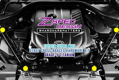 ZSPEC Front Strut Cross-Braces Fasteners for '20+ Toyota Supra MKV GR A90, Titanium
