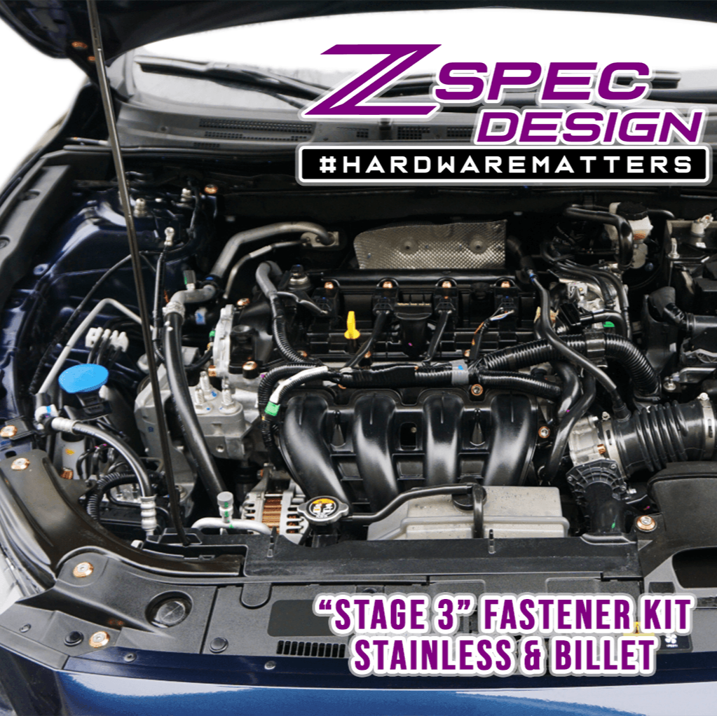 ZSPEC Stage-3 Dress Up Bolts® Fastener Kit for '14-17 Mazda3 2.0L, Stainless & Billet