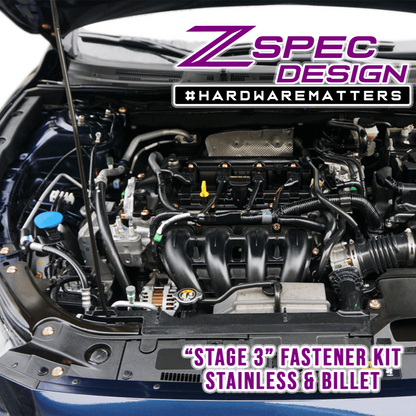 ZSPEC Stage-3 Dress Up Bolts® Fastener Kit for '14-17 Mazda3 2.0L, Stainless & Billet
