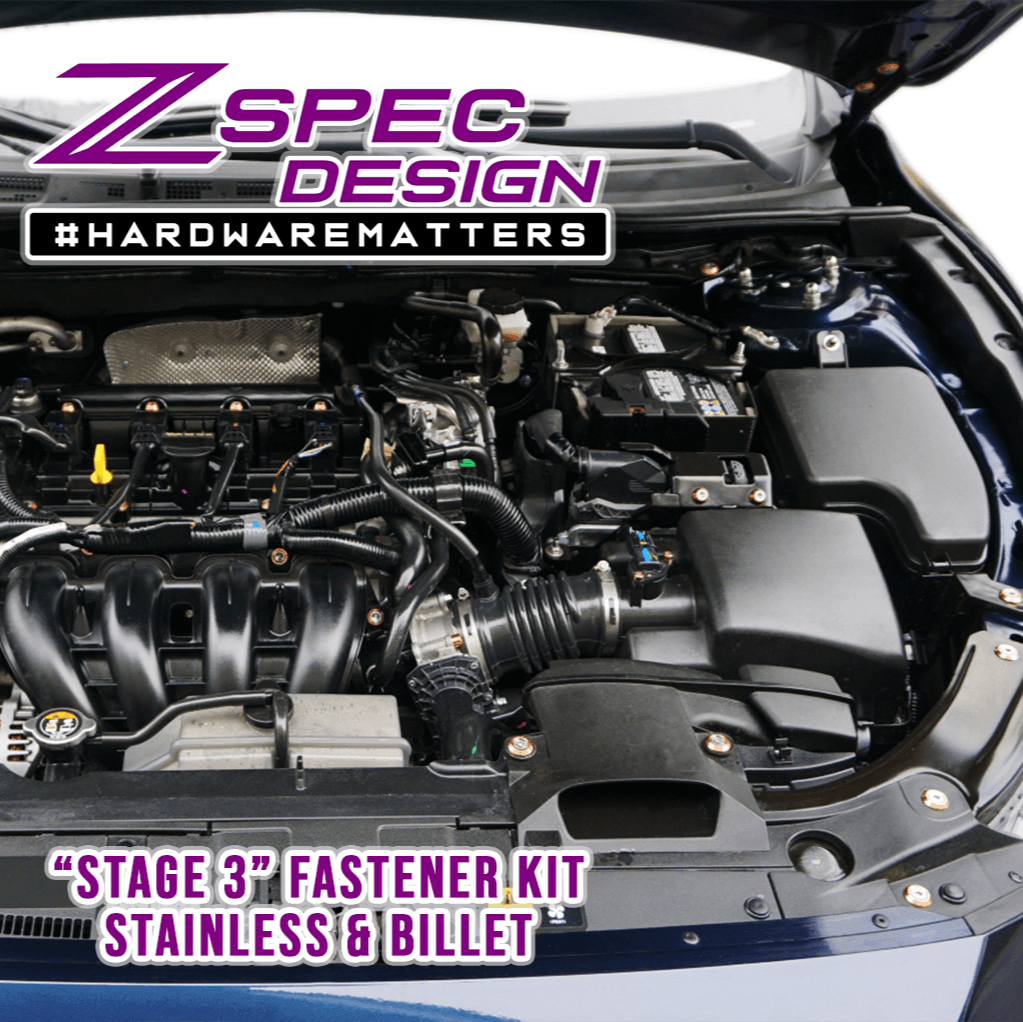 ZSPEC Stage-3 Dress Up Bolts® Fastener Kit for '14-17 Mazda3 2.0L, Stainless & Billet
