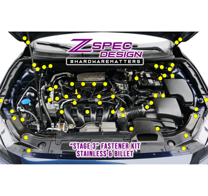 ZSPEC Stage-3 Dress Up Bolts® Fastener Kit for '14-17 Mazda3 2.0L, Stainless & Billet