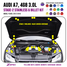 ZSPEC "Stage 2" Dress Up Bolts® Fastener Kit for '12-18 Audi A7 4G8 3.0L, Stainless & Billet