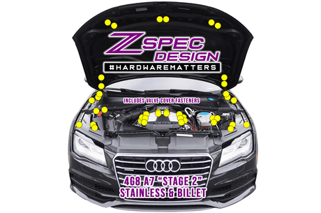 ZSPEC "Stage 2" Dress Up Bolts® Fastener Kit for '12-18 Audi A7 4G8 3.0L, Stainless & Billet