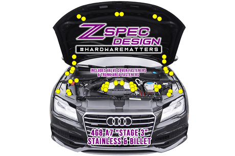 ZSPEC "Stage 3" Dress Up Bolts® Fastener Kit for '12-18 Audi A7 4G8 3.0L, Stainless & Billet