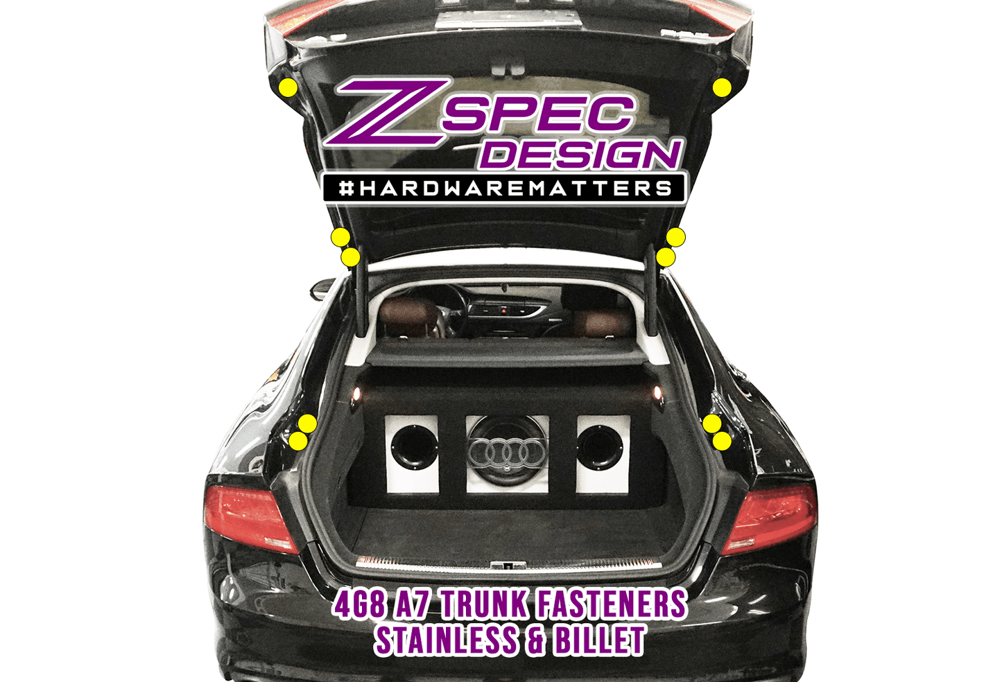 ZSPEC Dress Up Bolts® Trunk Fastener Kit for '12-18 Audi A7 4G8 3.0L, Stainless & Billet