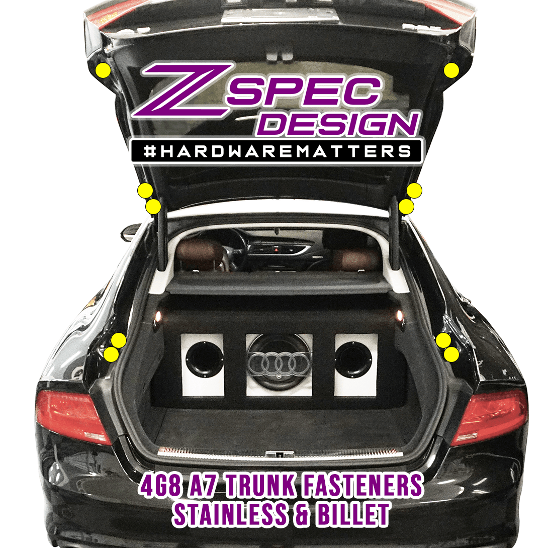 ZSPEC Dress Up Bolts® Trunk Fastener Kit for '12-18 Audi A7 4G8 3.0L, Stainless & Billet