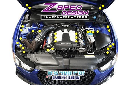 ZSPEC "Stage 1" Dress Up Bolts® Fastener Kit for Audi S5 B8 EA837 3.0L, Titanium