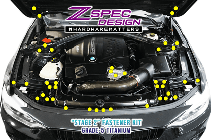 ZSPEC Stage-2 Dress Up Bolts® Fastener Kit for '14-19 BMW 435i F32 3.0T, Titanium