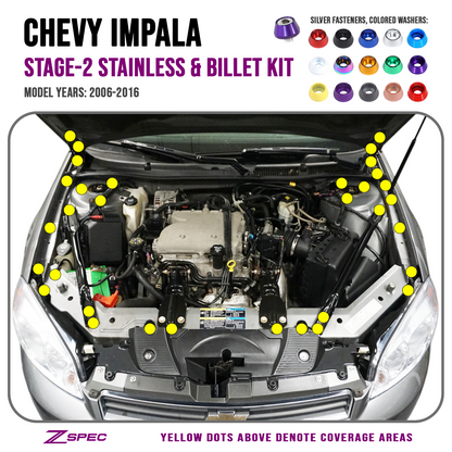 ZSPEC Stage-2 Dress Up Bolts® Fastener Kit for '14-18 BMW 340i F34 3.0T, Stainless & Billet