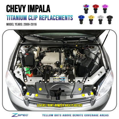 ZSPEC Plastic-Clips Replacement Fastener Kit for '06-16 Chevy Impala, Grade-5 Titanium