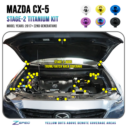 ZSPEC Stage-2 Dress Up Bolts® Fastener Kit for '17-23 Mazda CX-5, Titanium