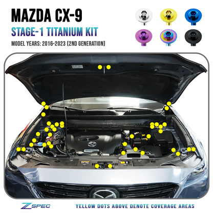 ZSPEC Stage-1 Dress Up Bolts® Fastener Kit for '16-23 Mazda CX-9, Titanium