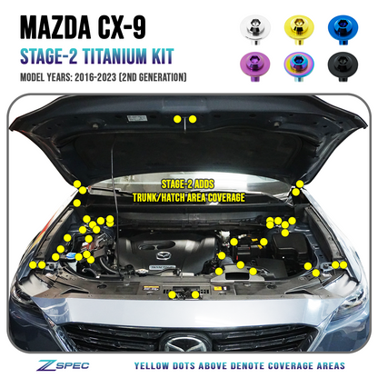 ZSPEC Stage-2 Dress Up Bolts® Fastener Kit for '16-23 Mazda CX-9, Titanium
