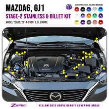 ZSPEC "Stage 2" Dress Up Bolts® Fastener Kit for '14-20 Mazda6 2.5L, Stainless & Billet