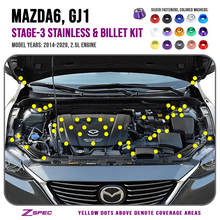 ZSPEC "Stage 3" Dress Up Bolts® Fastener Kit for '14-20 Mazda6 2.5L, Stainless & Billet