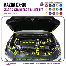 ZSPEC "Stage 3" Dress Up Bolts® Fastener Kit for 2020-2024 Mazda CX-30, Stainless & Billet