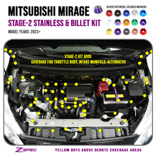 ZSPEC "Stage 2" Dress Up Bolts® Fastener Kit for '23+ Mitsubishi Mirage, Stainless & Billet