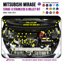 ZSPEC "Stage 3" Dress Up Bolts® Fastener Kit for '23+ Mitsubishi Mirage, Stainless & Billet