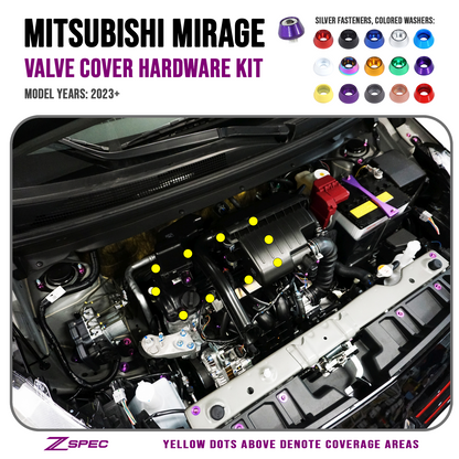 ZSPEC Valve Cover Dress Up Bolts® Fastener Kit for '23+ Mitsubishi Mirage, Stainless & Billet