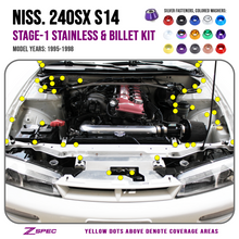 ZSPEC "Stage 1" Dress Up Bolts® Fastener Kit for '95-98 Nissan 240SX S14, Stainless & Billet