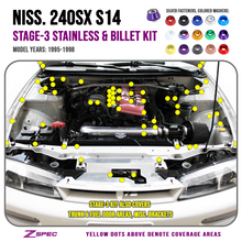 ZSPEC "Stage 3" Dress Up Bolts® Fastener Kit for '95-98 Nissan 240SX S14, Stainless & Billet