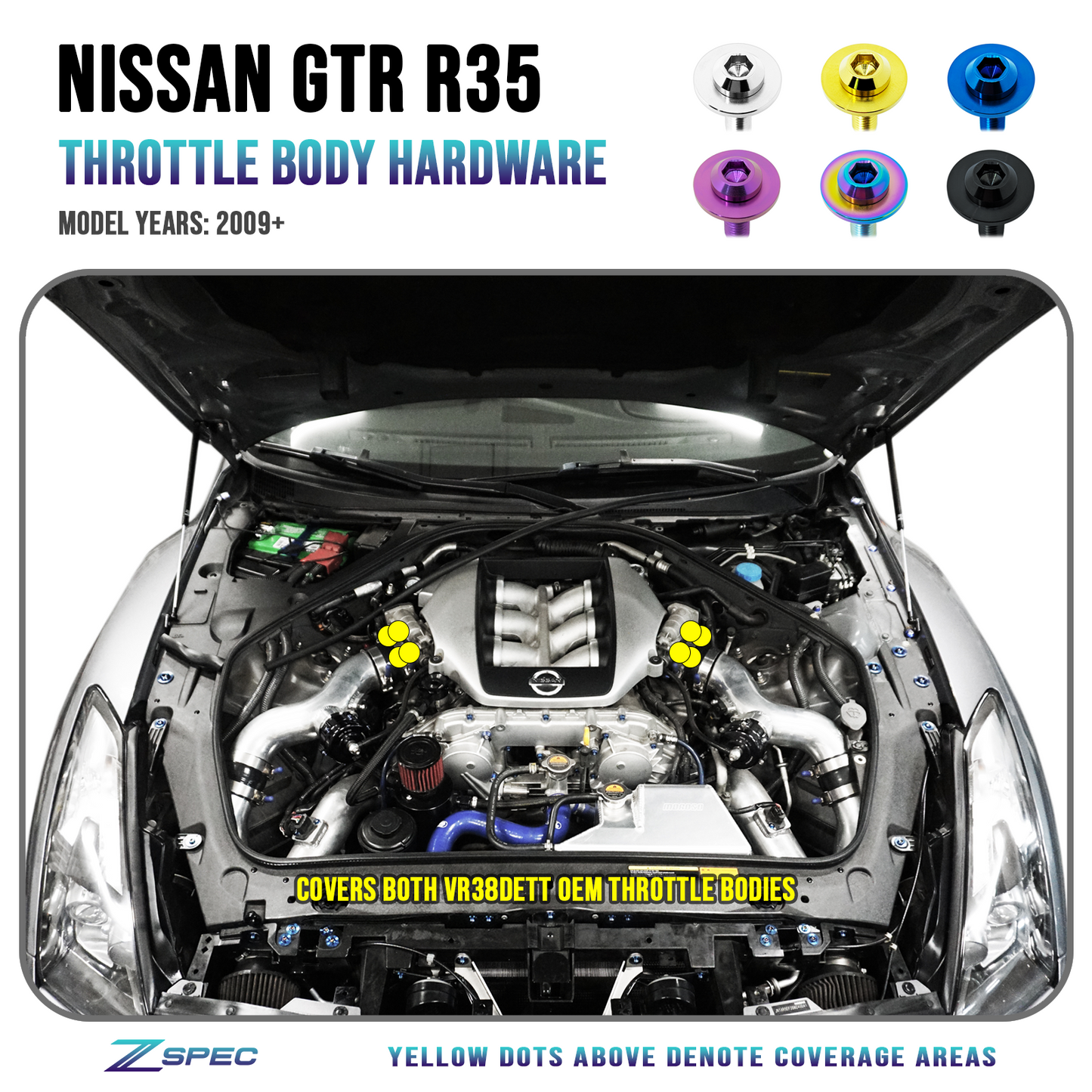 ZSPEC Throttle Bodies Fastener Kit for Nissan Skyline GT-R/GTR R35, Grade-5 Titanium