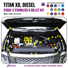 ZSPEC "Stage 2" Dress Up Bolts® Fastener Kit for 16-19 Nissan Titan XD Diesel A61 Cummins, Stainless & Billet