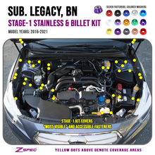 ZSPEC "Stage 1" Dress Up Bolts® Fastener Kit for '16-21 Subaru Legacy 3.6L, Stainless & Billet