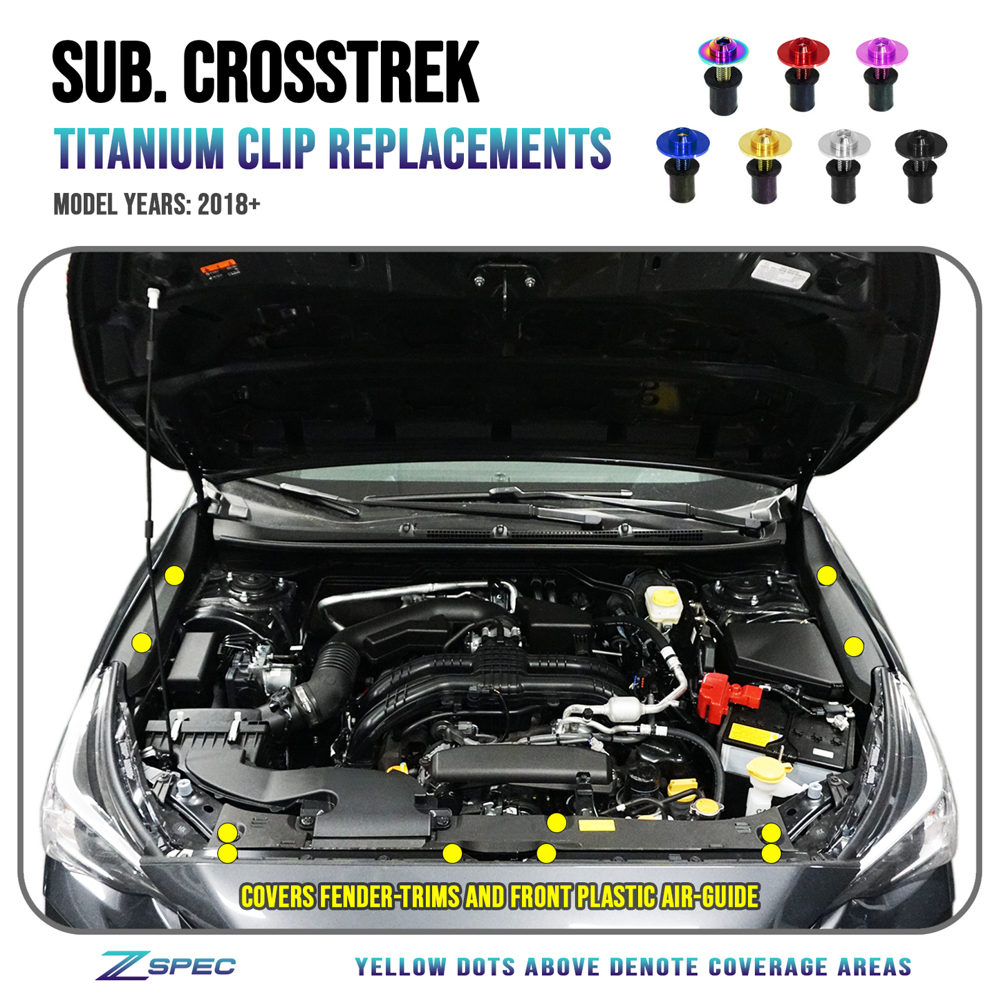 ZSPEC Titanium Plastic Clips Replacement Kit for Subaru CrossTrek '18-24