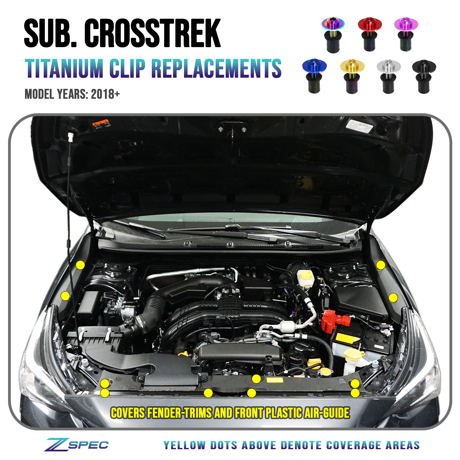 ZSPEC Titanium Plastic Clips Replacement Kit for Subaru CrossTrek '18-24