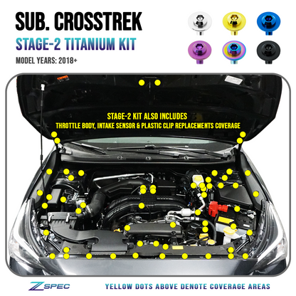 ZSPEC Stage-2 Dress Up Bolts® Fastener Kit for '18-24 Subaru CrossTrek, Titanium