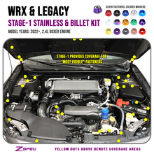 ZSPEC "Stage 1" Dress Up Bolts® Fastener Kit for '22+ Subaru WRX & Legacy, Stainless & Billet