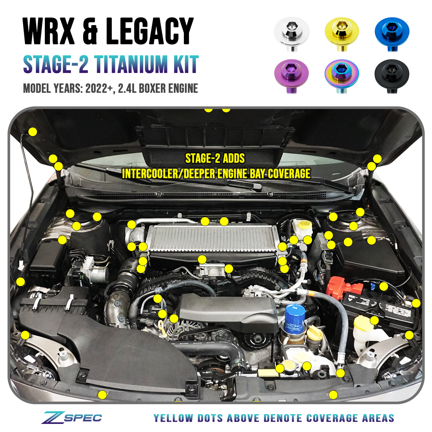 ZSPEC Stage-2 Fastener Kit for '22+ Subaru WRX & Legacy, Titanium