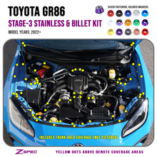 ZSPEC "Stage 3" Dress Up Bolts® Fastener Kit for '22+ Toyota GR86 & Subaru BRZ, Stainless & Billet