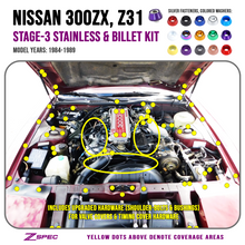 ZSPEC "Stage 3" Dress Up Bolts® Fastener Kit for 84-89 Nissan 300zx Z31 Upgraded Timing Bolts, Stainless & Billet