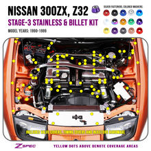 ZSPEC "Stage 3" Dress Up Bolts® Fastener Kit for '90-99 Nissan 300zx Z32, Stainless & Billet