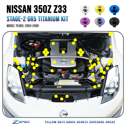 ZSPEC Stage-2 Dress Up Bolts®/Fastener Kit for '03-'08 Nissan 350z DE & HR, Titanium