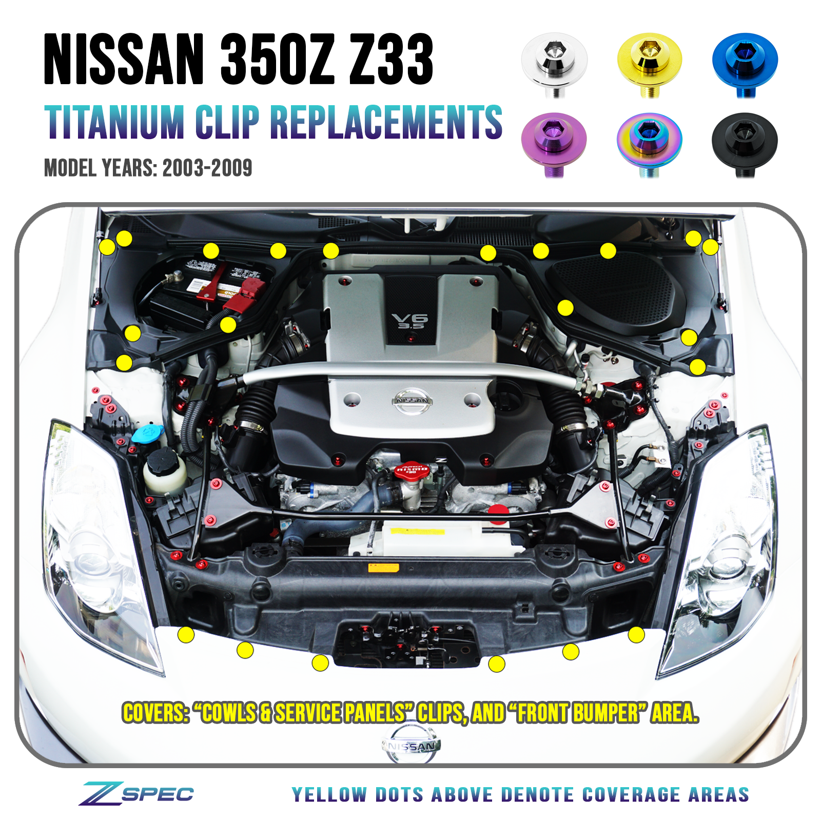 ZSPEC Titanium Clips Replacements for '03-09 Nissan 350z Z33