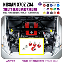 ZSPEC Strut Brace Fastener Kit for Nissan 370z, Stainless & Billet Hardware