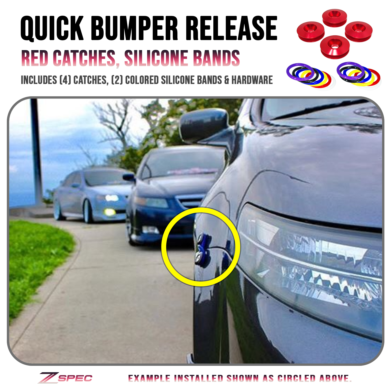 ZSPEC Quick Release Bumper Fastener Kit w/RED Catches & Colored Bands
