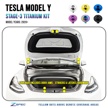 ZSPEC Stage-3 Dress Up Bolts® Fastener Kit for the Tesla Model Y, Grade-5 Titanium