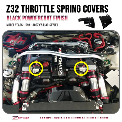 ZSPEC Black Throttle Spring Covers for '94-96 300zx Z32 Plenums, Powdercoated Stainless