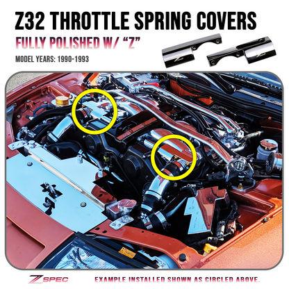 ZSPEC Polished w/Z Throttle Spring Covers for 90-93 Nissan Z32 300zx Early Plenum, Stainless