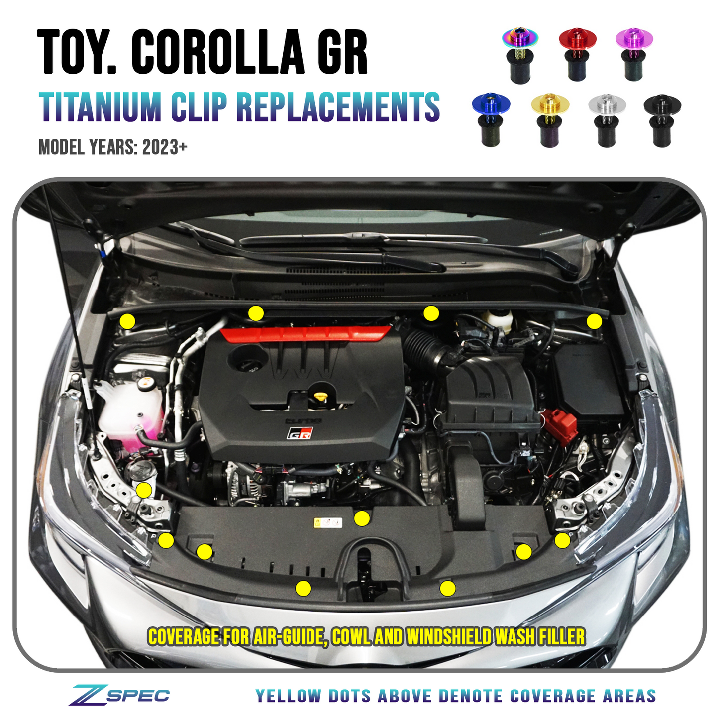 ZSPEC Plastic Clips "Replacement Fastener Kit for the GR Corolla, Titanium