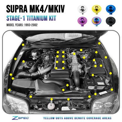 ZSPEC Stage-1 Dress Up Bolts® Fastener Kit for '93-02 Toyota Supra MKIV, Titanium