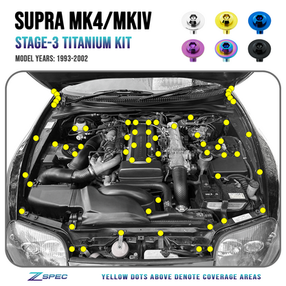 ZSPEC Stage-3 Dress Up Bolts® Fastener Kit for '93-02 Toyota Supra MKIV, Titanium